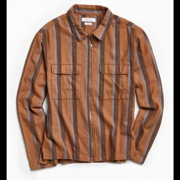Urban Outfitters Brown and Gray Striped Utility Jacket - Picture 4 of 5